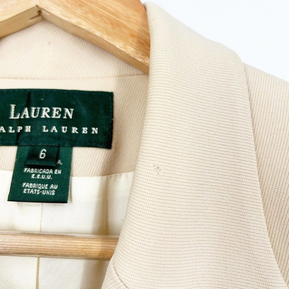 Ralph Lauren Vintage Ivory Double Breasted Blazer Wool Notch Collar Size 6 Cream - Picture 5 of 8